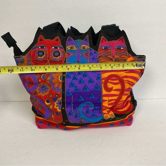 Laurel Burch Sand N Sun Canvas Cat Cutout Tres Gratos Zip Top Handbag Purse Tote - Picture 7 of 16